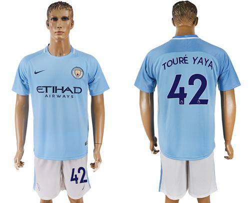 Manchester City #42 Toure Yaya Home Soccer Club Jersey